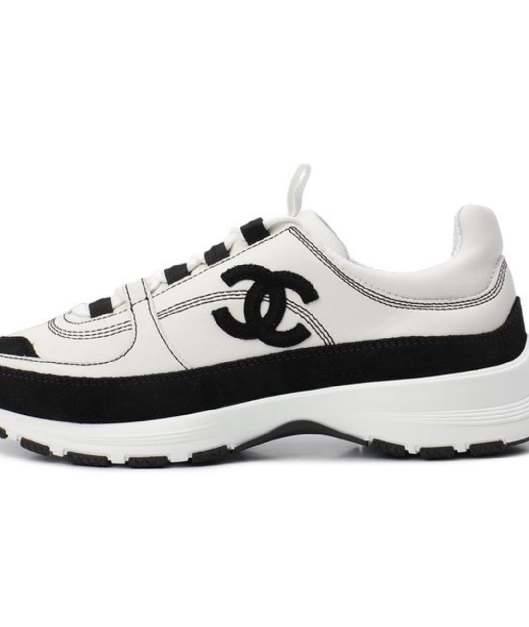 CHANEL Белые кроссовки из лакированной кожи, фото 6