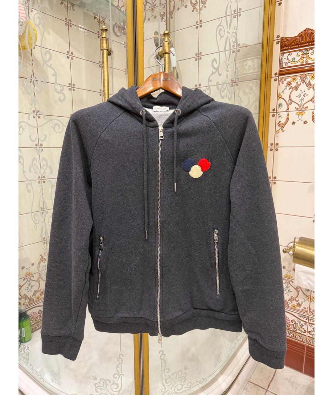 MONCLER Серый хлопковый спортивный костюм, фото 9