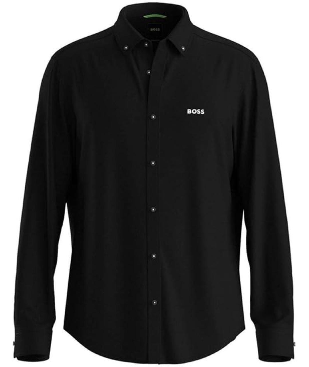 HUGO BOSS Черная хлопковая классическая рубашка, фото 1