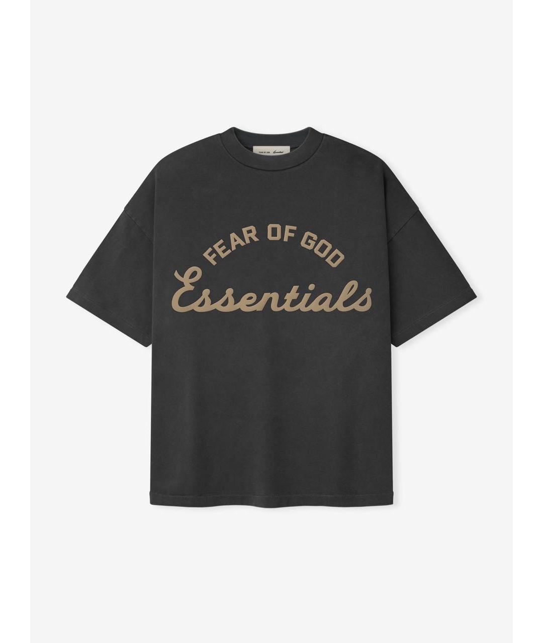 FEAR OF GOD ESSENTIALS Антрацитовая хлопковая футболка, фото 5
