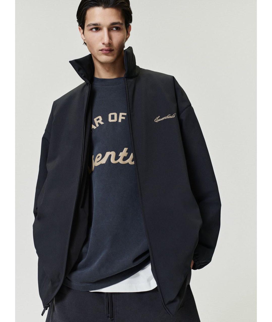 FEAR OF GOD ESSENTIALS Антрацитовая хлопковая футболка, фото 4