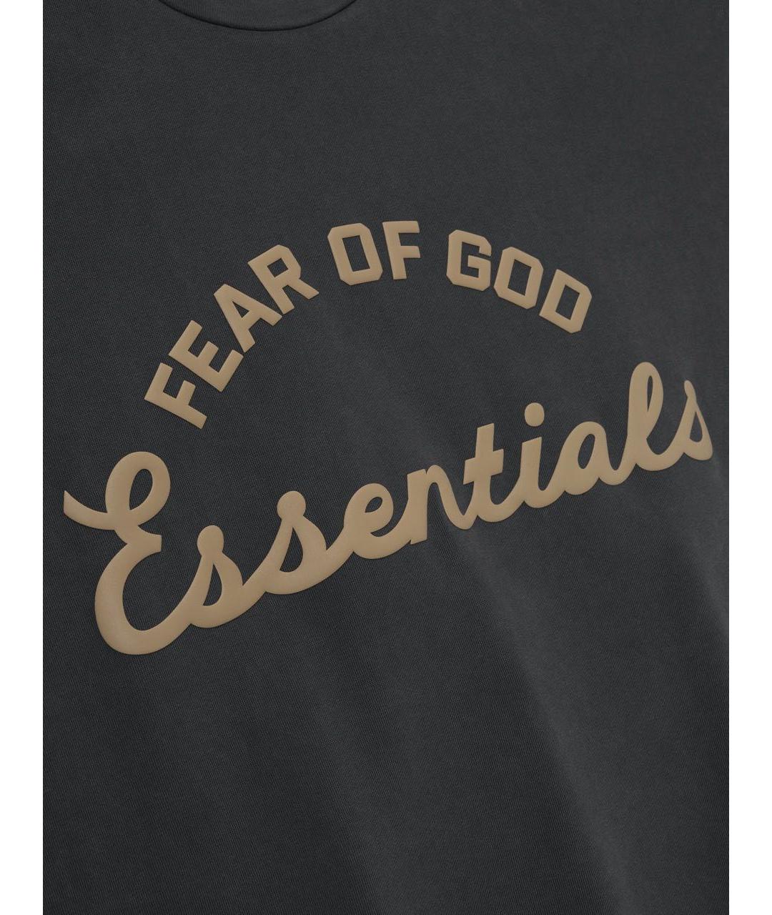 FEAR OF GOD ESSENTIALS Антрацитовая хлопковая футболка, фото 3