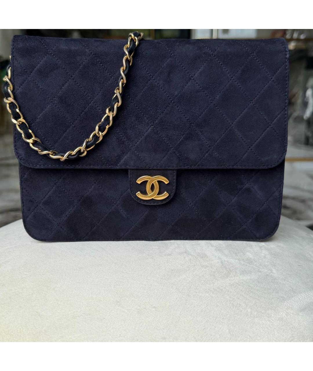 CHANEL Темно-синяя замшевая сумка через плечо, фото 7