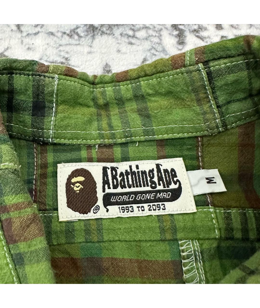 A BATHING APE Зеленая хлопковая кэжуал рубашка, фото 3