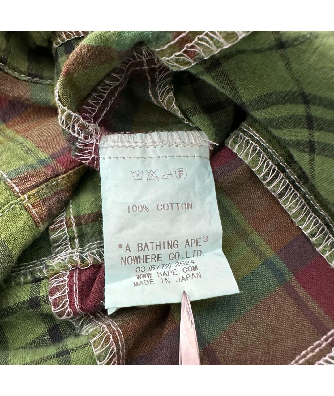 A BATHING APE Зеленая хлопковая кэжуал рубашка, фото 5