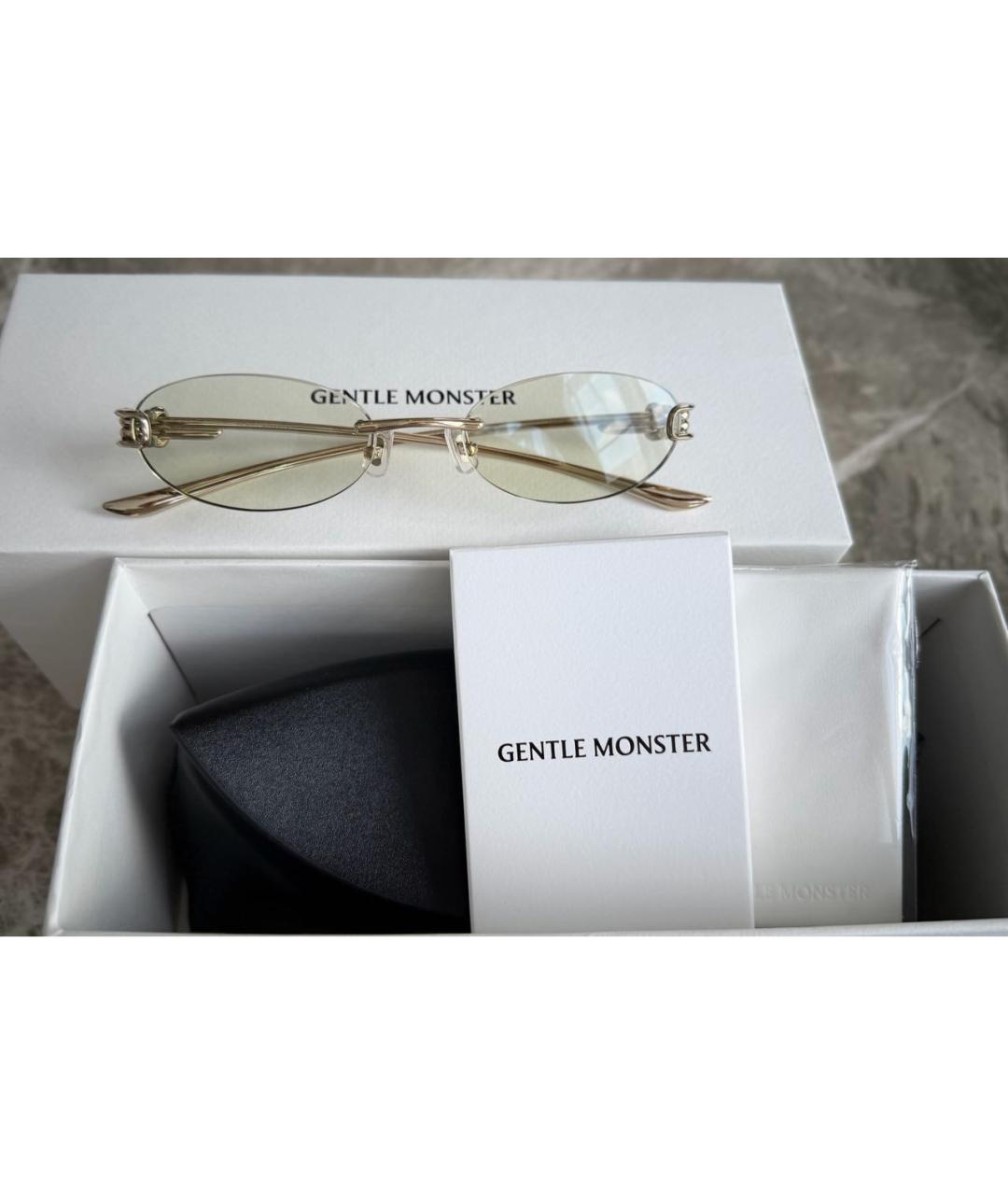 GENTLE MONSTER Золотые металлические солнцезащитные очки, фото 3