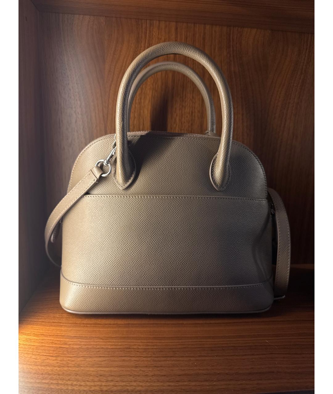 BALENCIAGA Бежевая кожаная сумка с короткими ручками, фото 3
