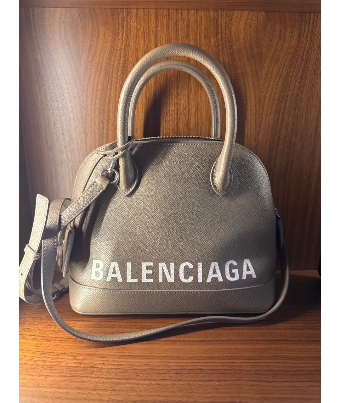 BALENCIAGA Бежевая кожаная сумка с короткими ручками, фото 5
