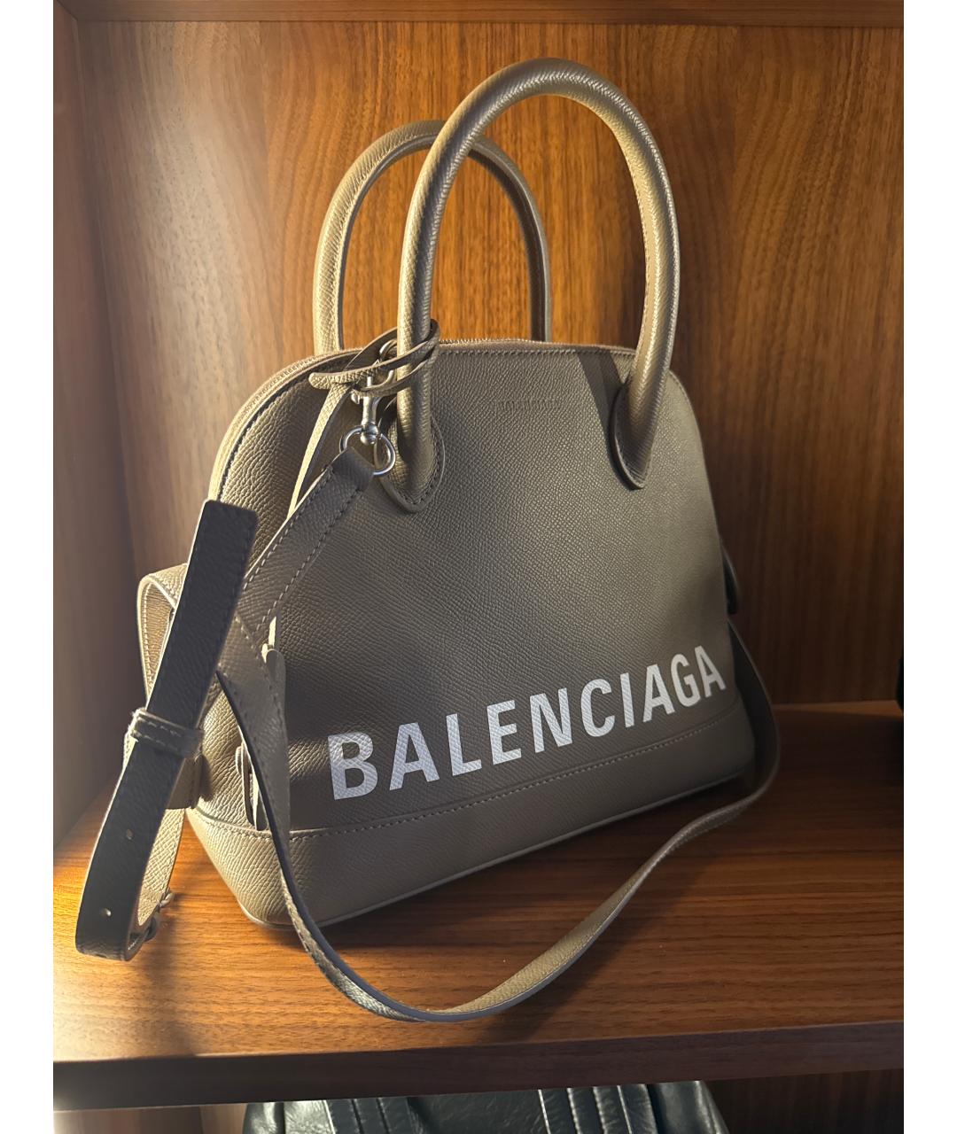 BALENCIAGA Бежевая кожаная сумка с короткими ручками, фото 2