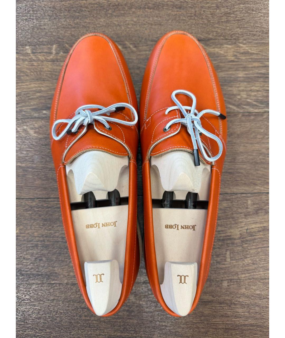 JOHN LOBB Оранжевые кожаные мокасины, фото 3