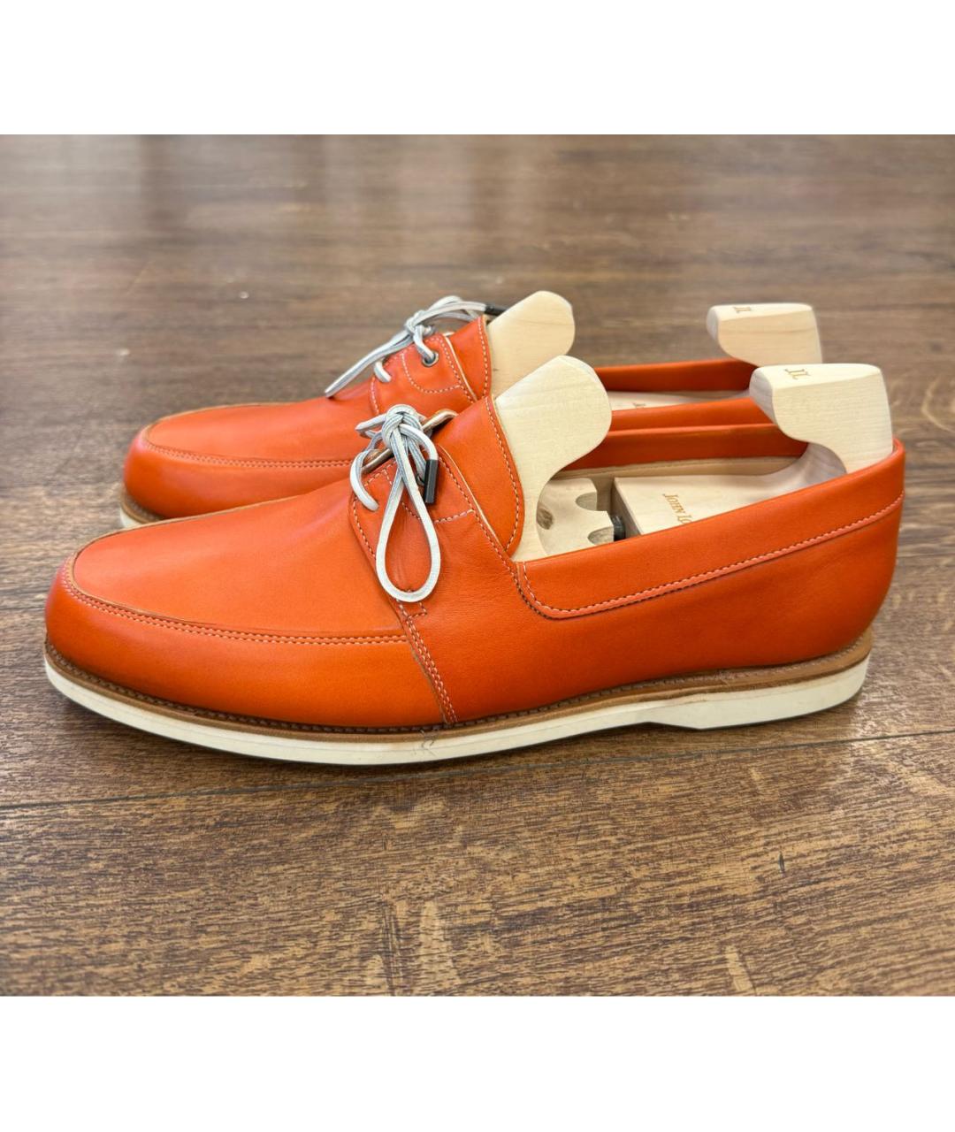 JOHN LOBB Оранжевые кожаные мокасины, фото 5