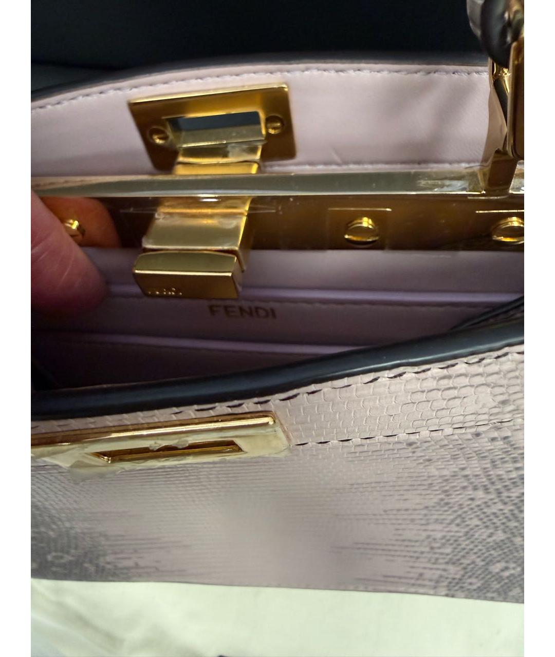 FENDI Розовая сумка с короткими ручками из экзотической кожи, фото 6