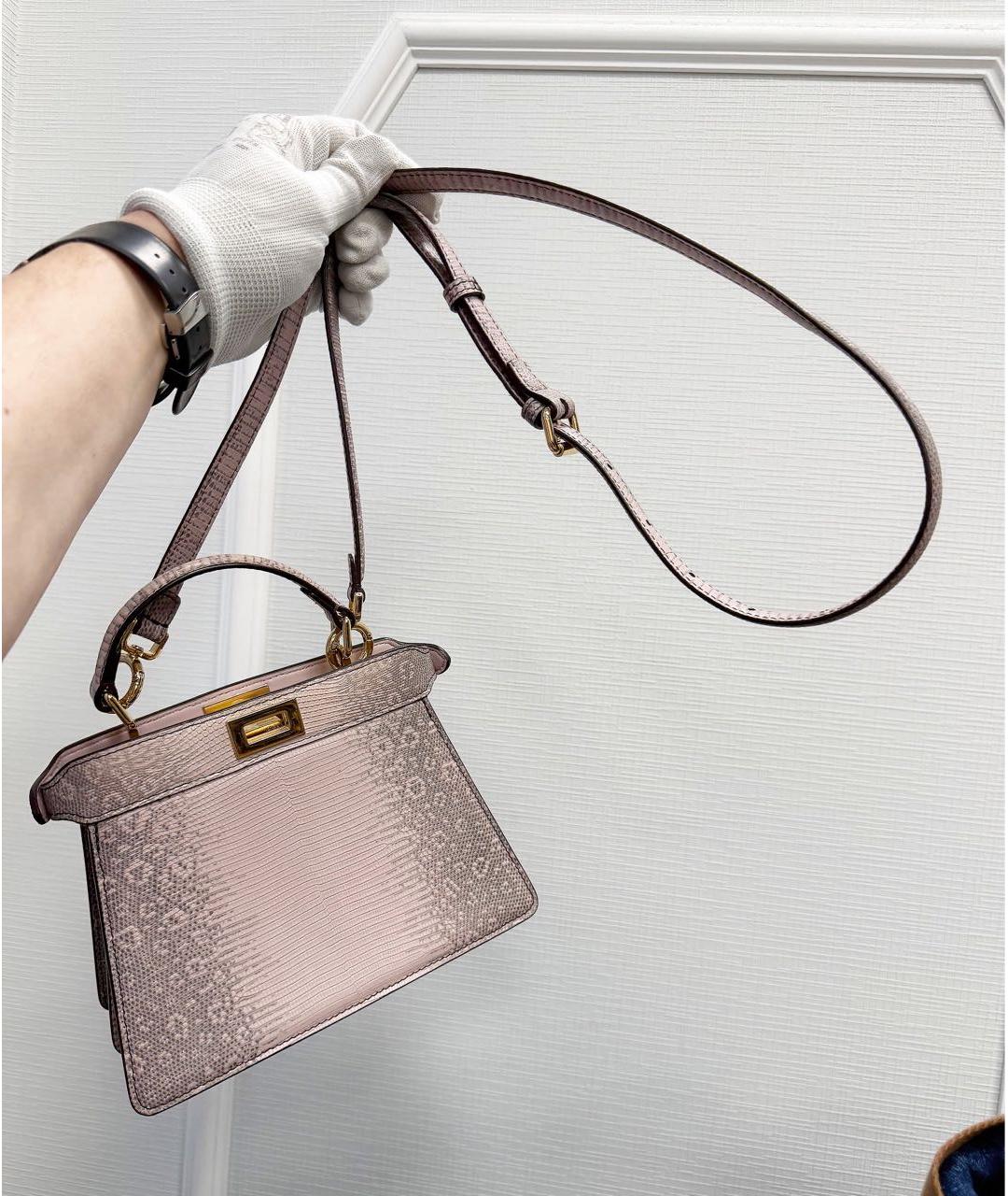 FENDI Розовая сумка с короткими ручками из экзотической кожи, фото 8