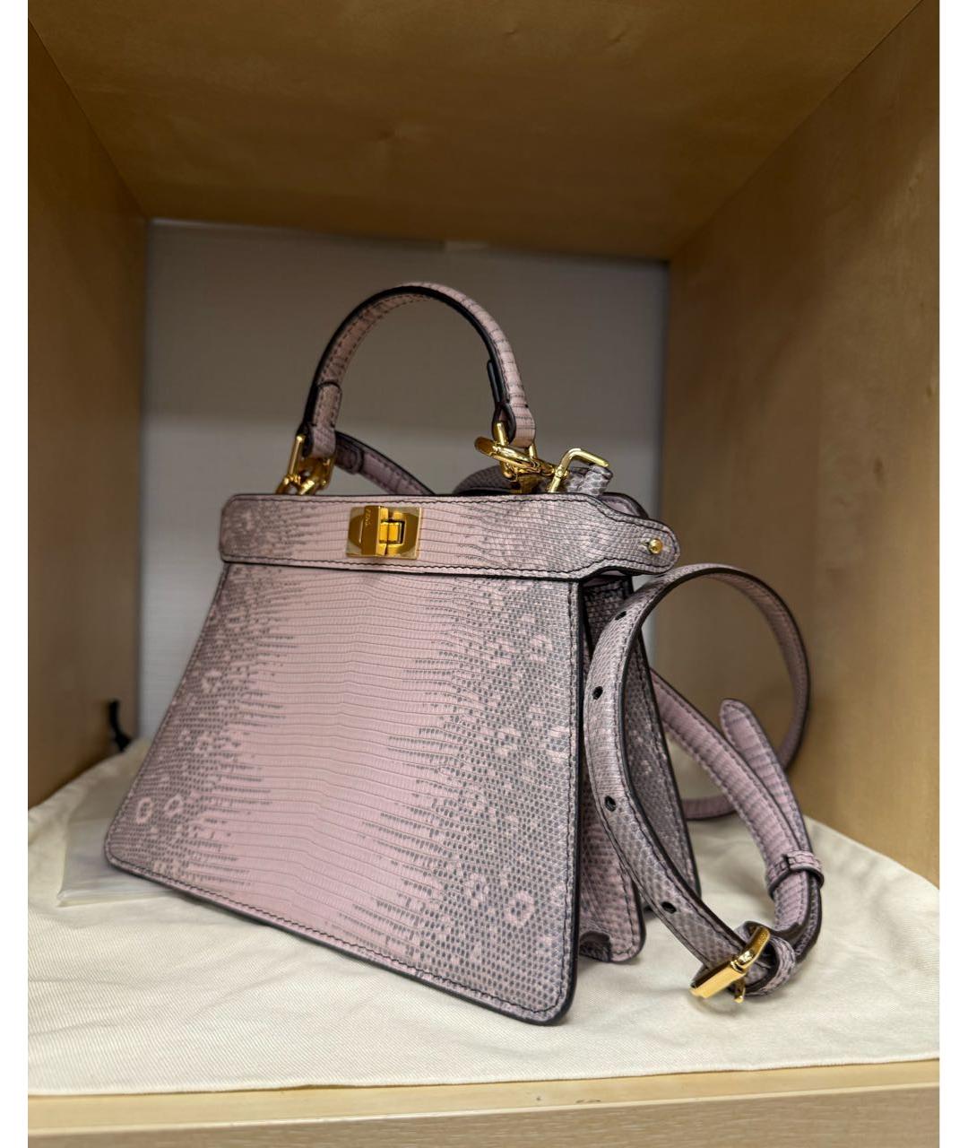 FENDI Розовая сумка с короткими ручками из экзотической кожи, фото 2