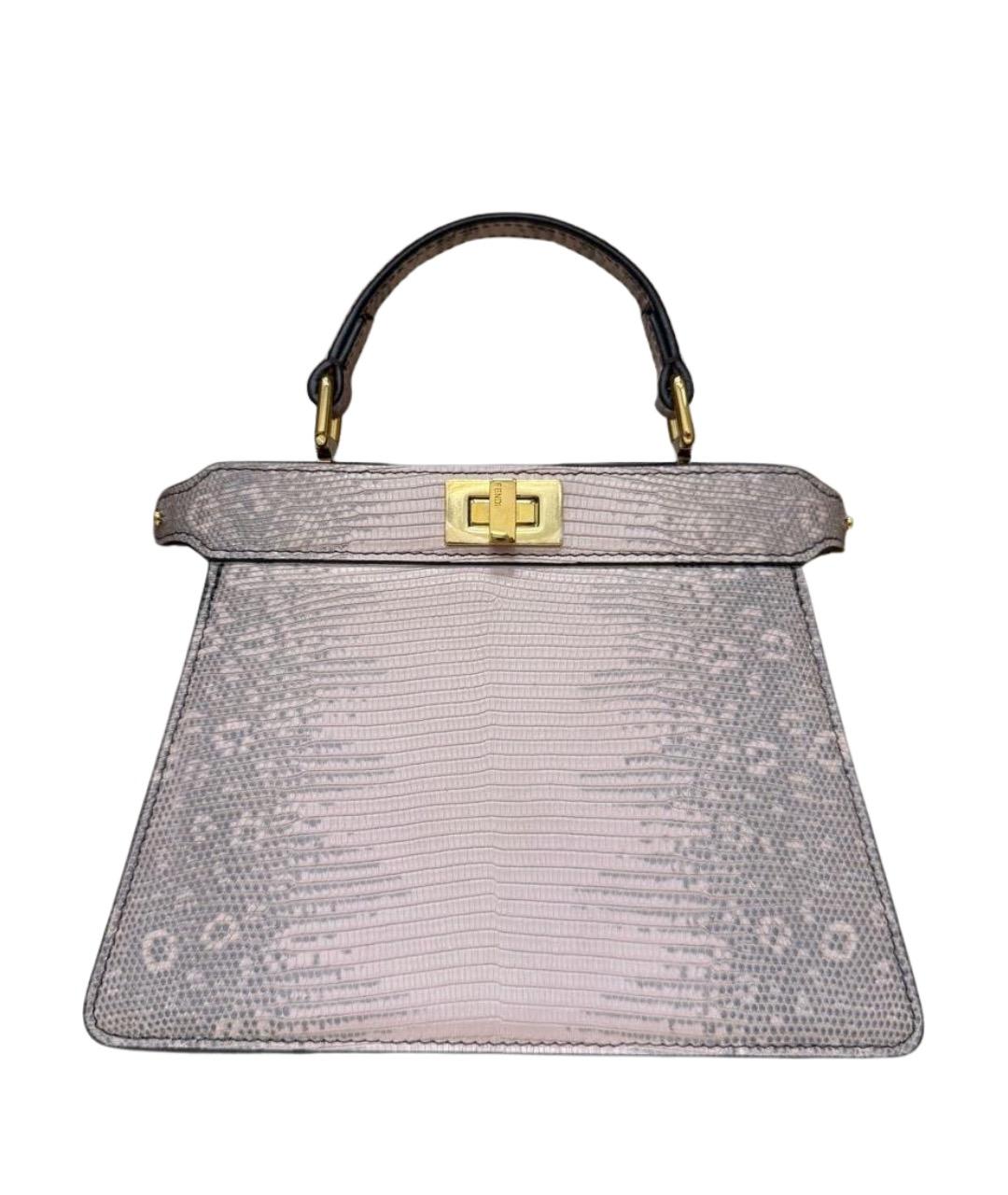 FENDI Розовая сумка с короткими ручками из экзотической кожи, фото 1