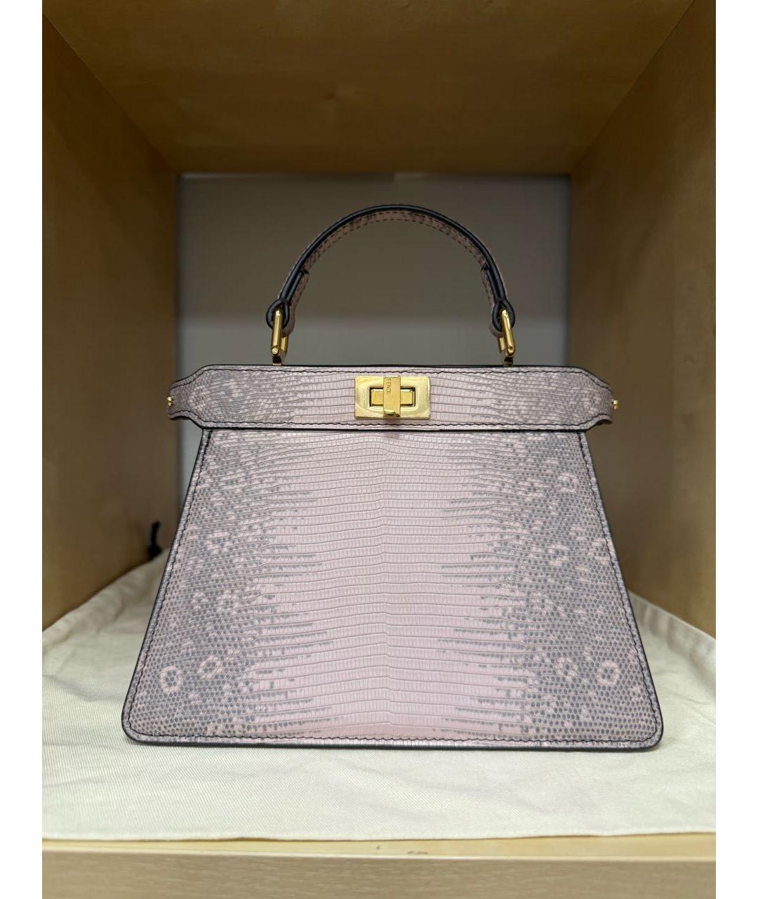 FENDI Розовая сумка с короткими ручками из экзотической кожи, фото 9