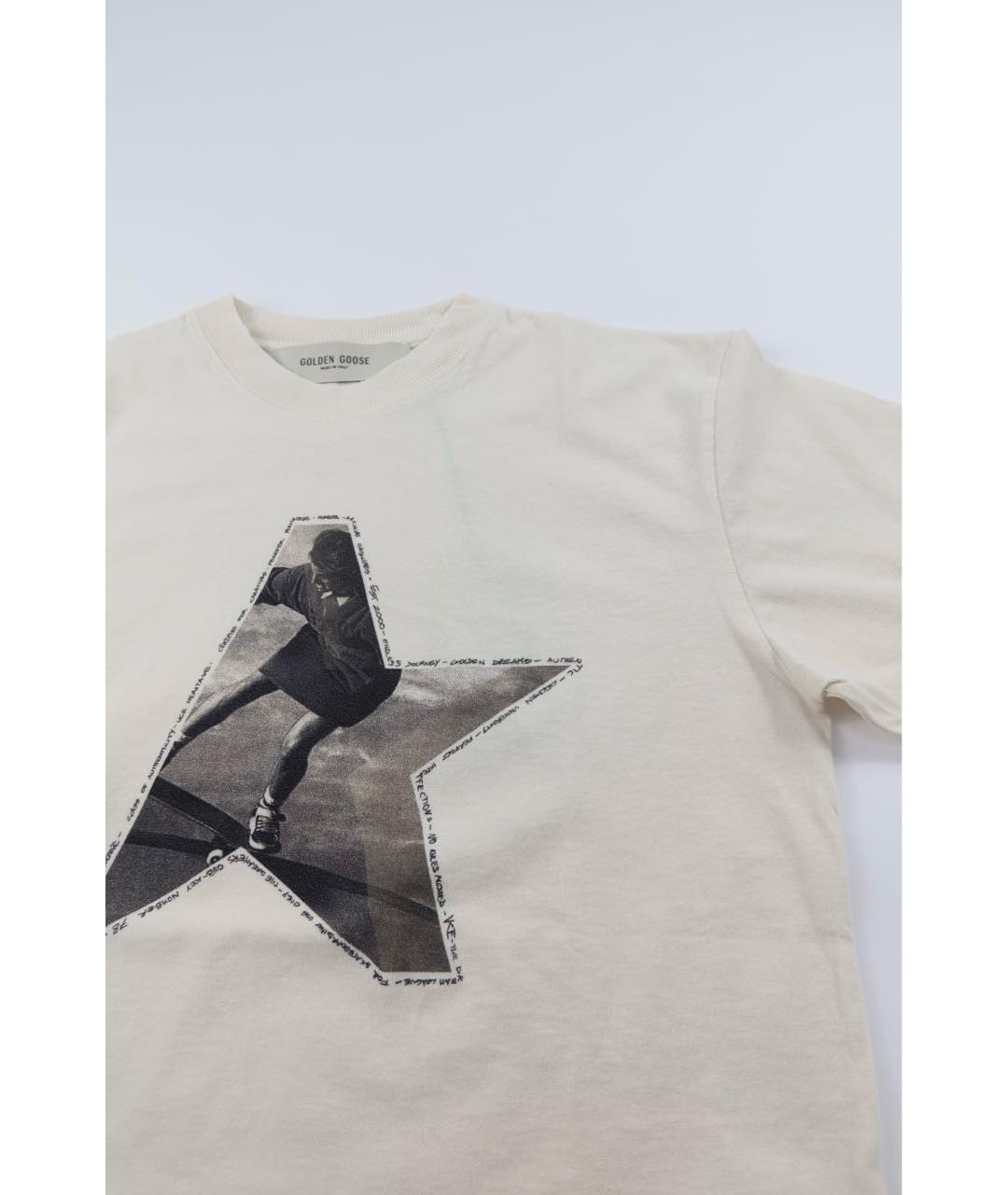 GOLDEN GOOSE DELUXE BRAND Бежевая хлопковая футболка, фото 2