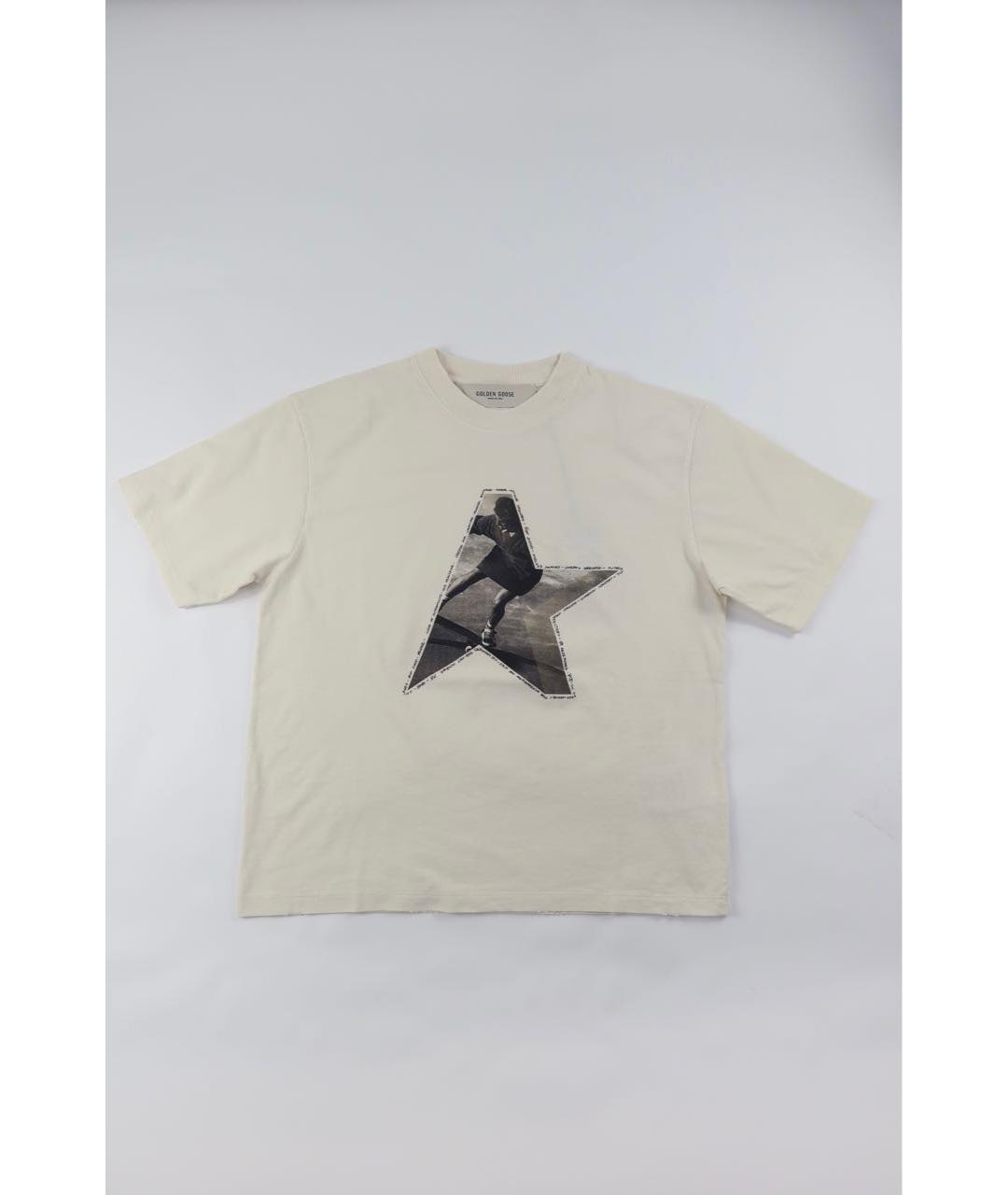 GOLDEN GOOSE DELUXE BRAND Бежевая хлопковая футболка, фото 6