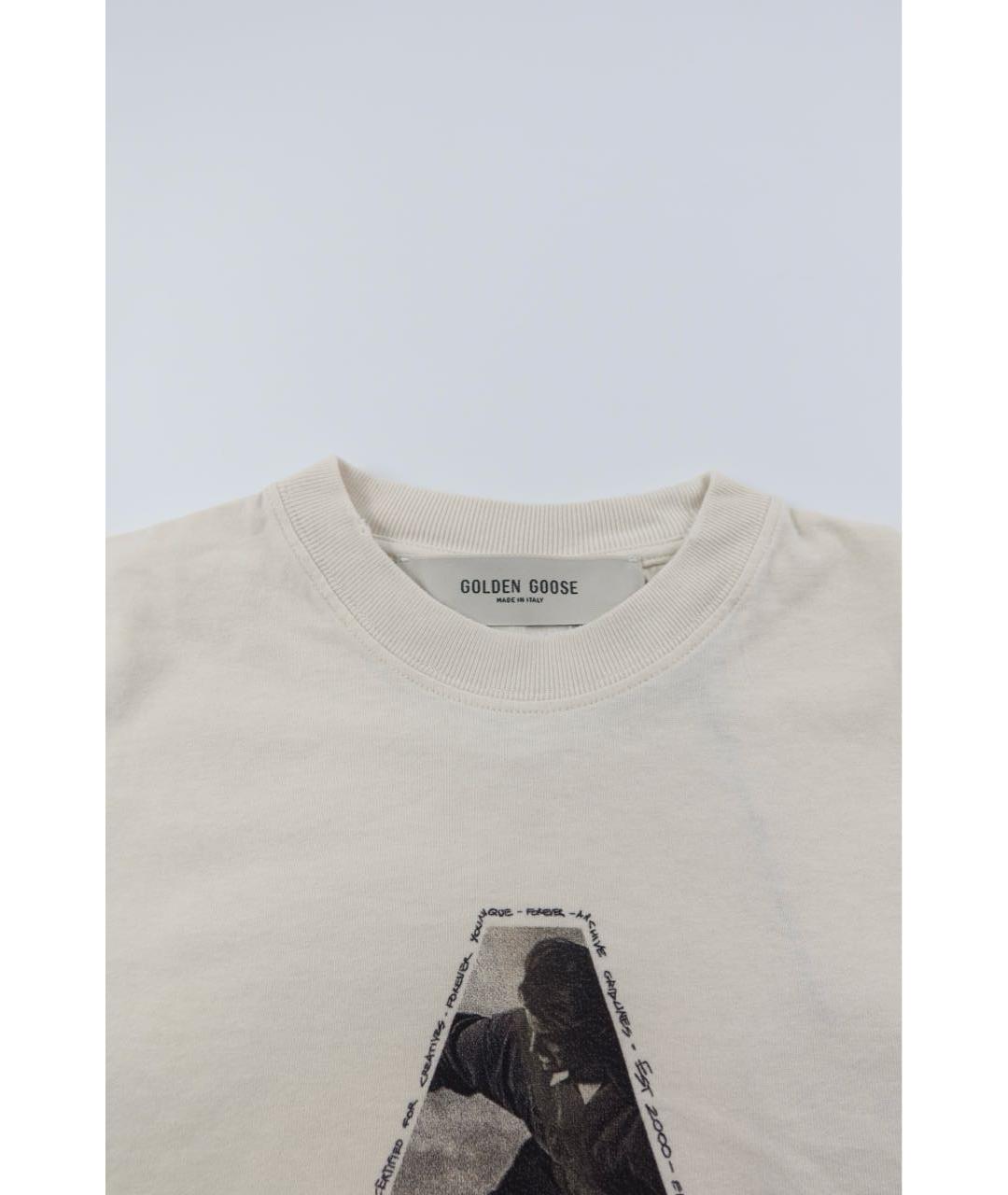 GOLDEN GOOSE DELUXE BRAND Бежевая хлопковая футболка, фото 4