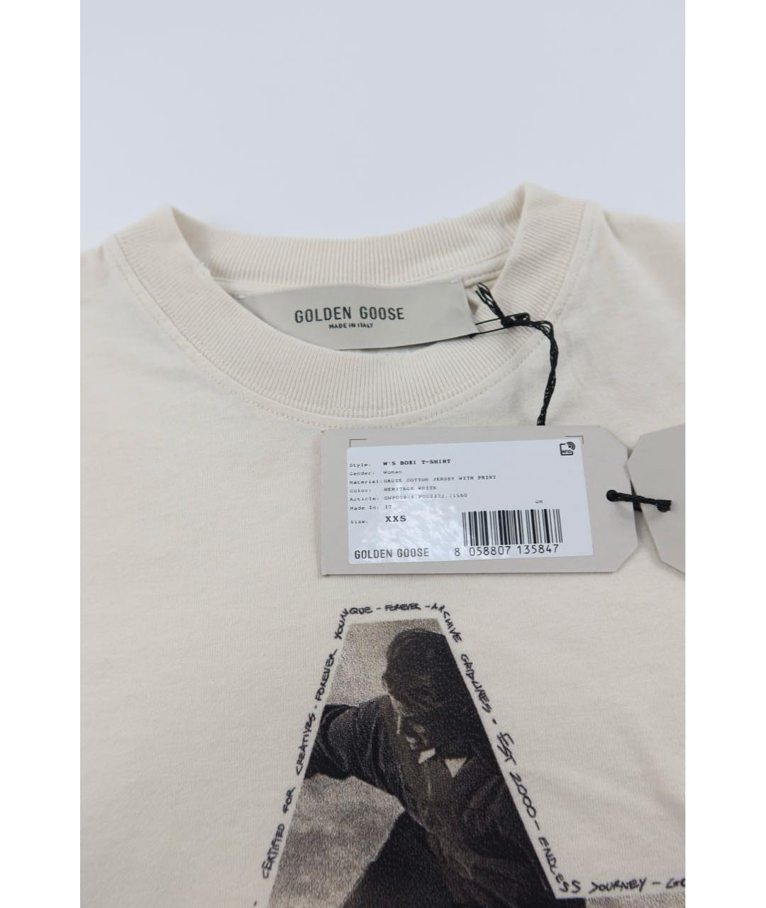 GOLDEN GOOSE DELUXE BRAND Бежевая хлопковая футболка, фото 5