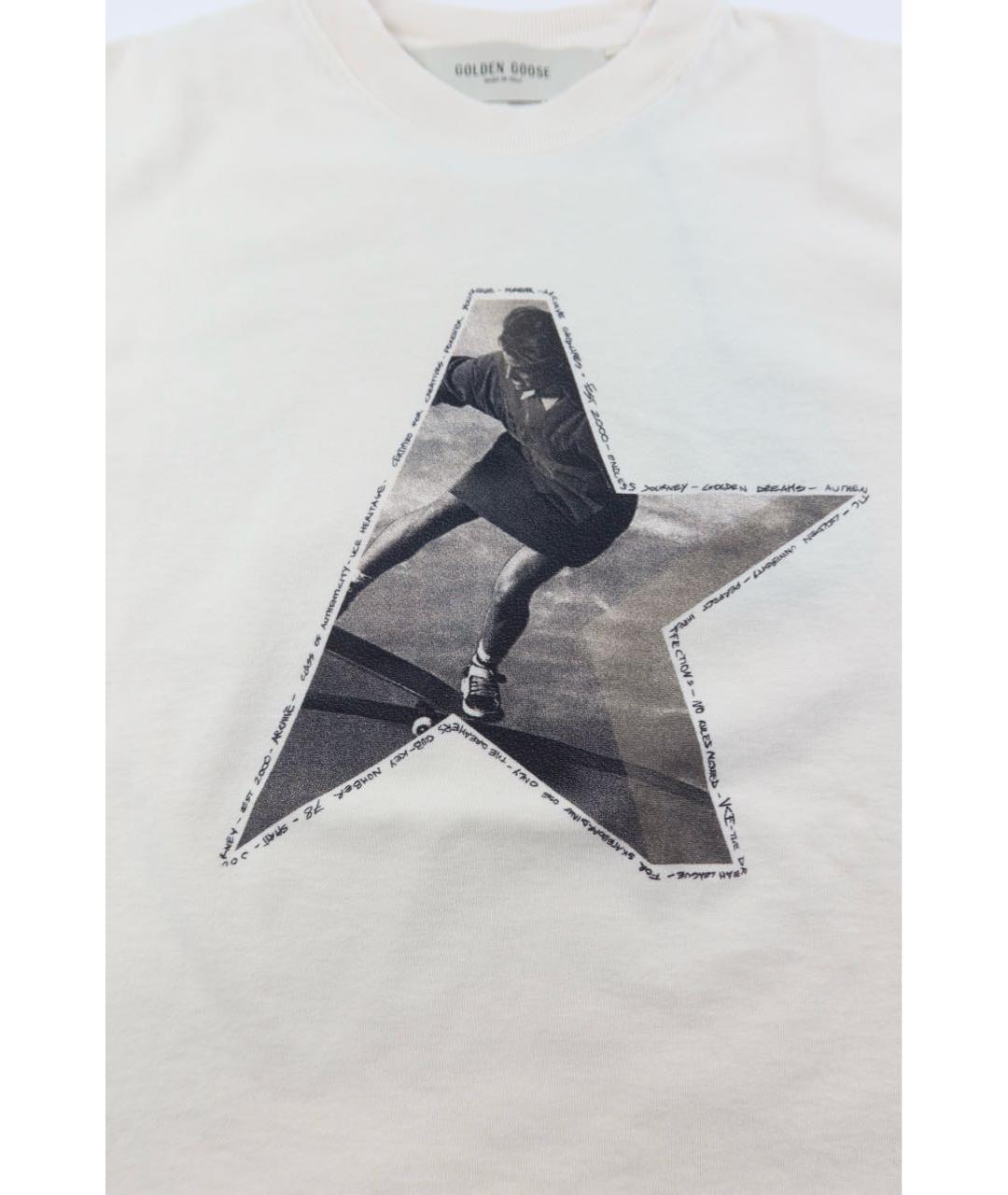 GOLDEN GOOSE DELUXE BRAND Бежевая хлопковая футболка, фото 3