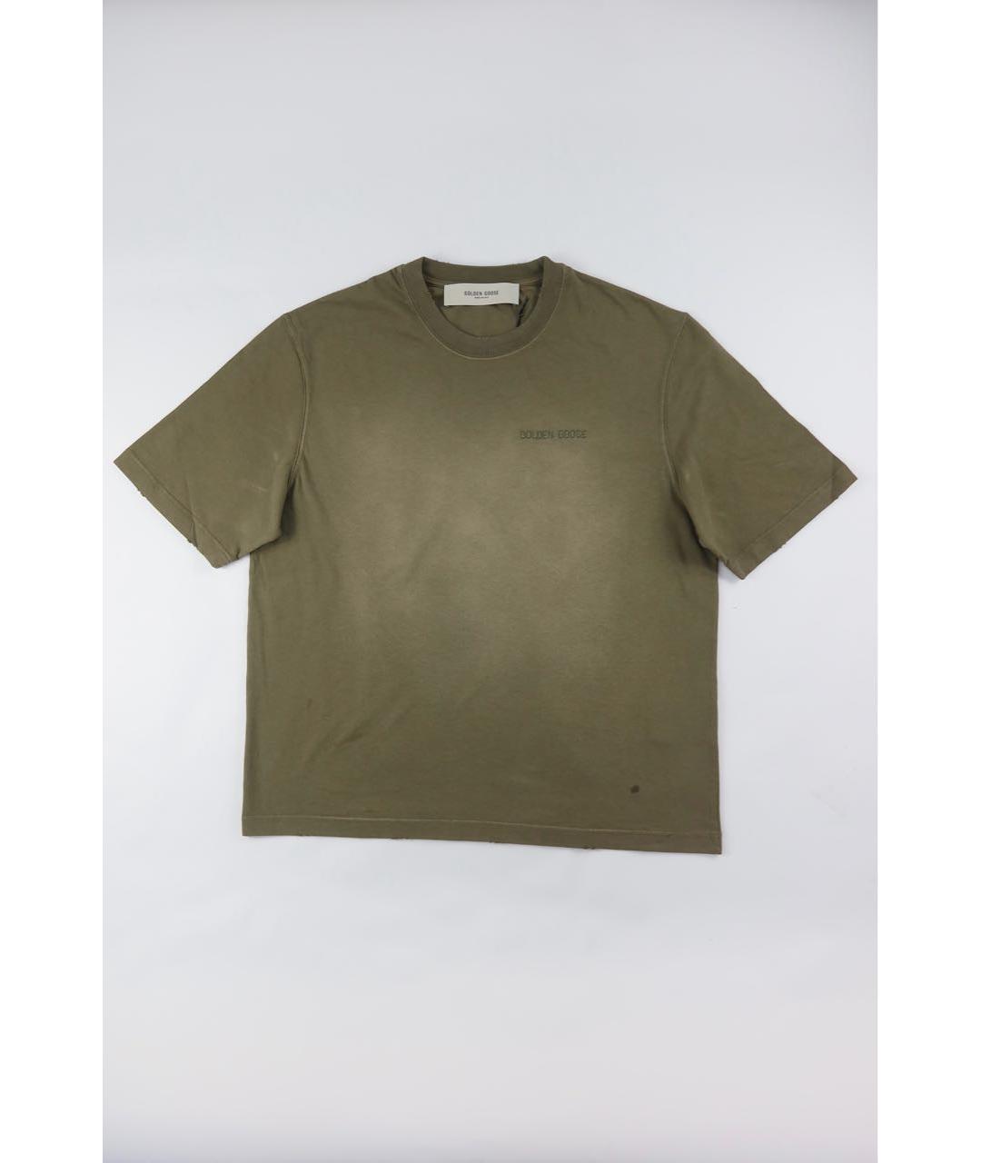 GOLDEN GOOSE DELUXE BRAND Хаки хлопковая футболка, фото 5