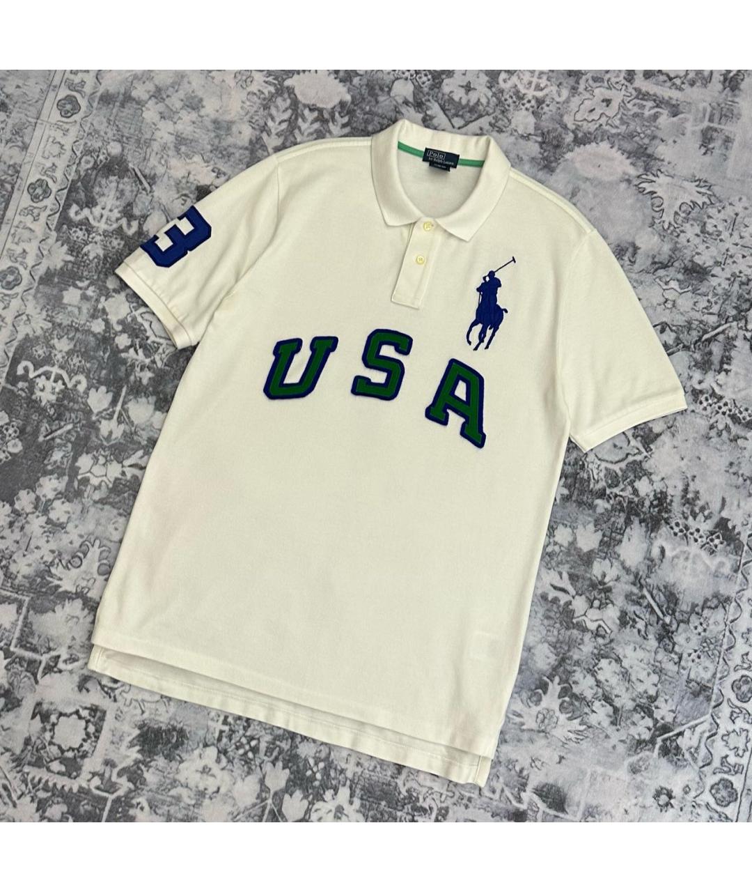 POLO RALPH LAUREN Белое хлопковое поло с коротким рукавом, фото 2