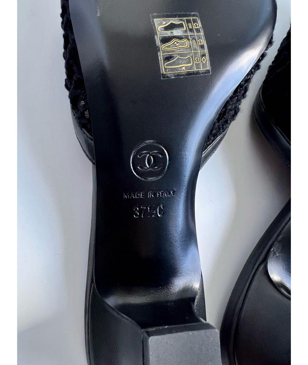 CHANEL Черные кожаные мюли, фото 5