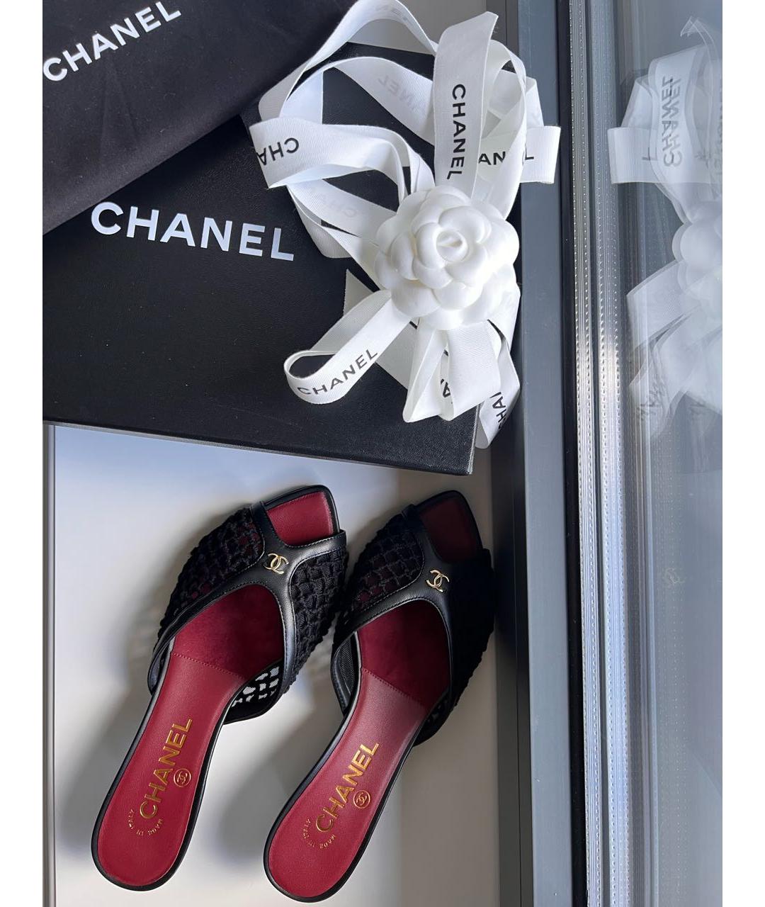 CHANEL Черные кожаные мюли, фото 6