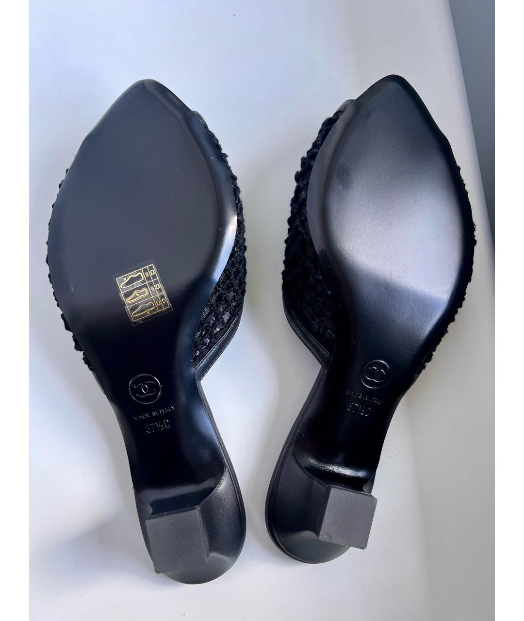 CHANEL Черные кожаные мюли, фото 4