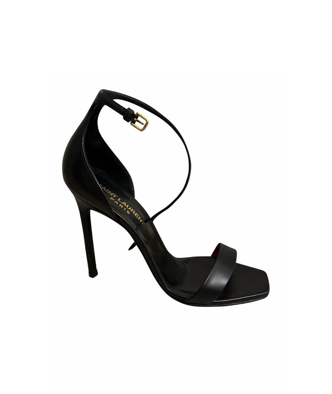 SAINT LAURENT Черные кожаные босоножки, фото 6