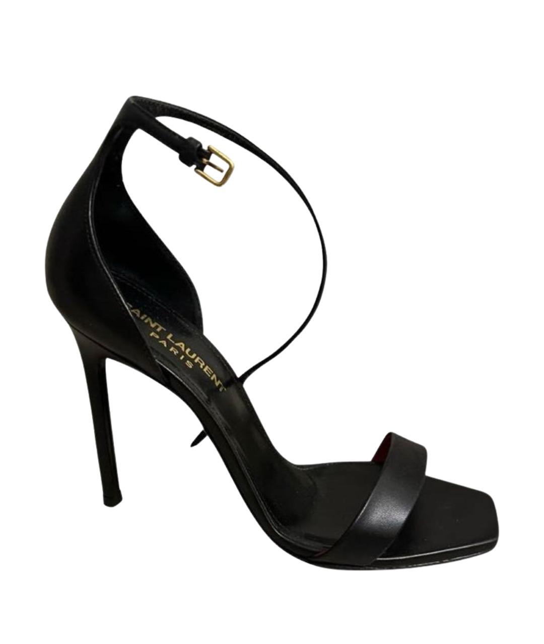 SAINT LAURENT Черные кожаные босоножки, фото 1