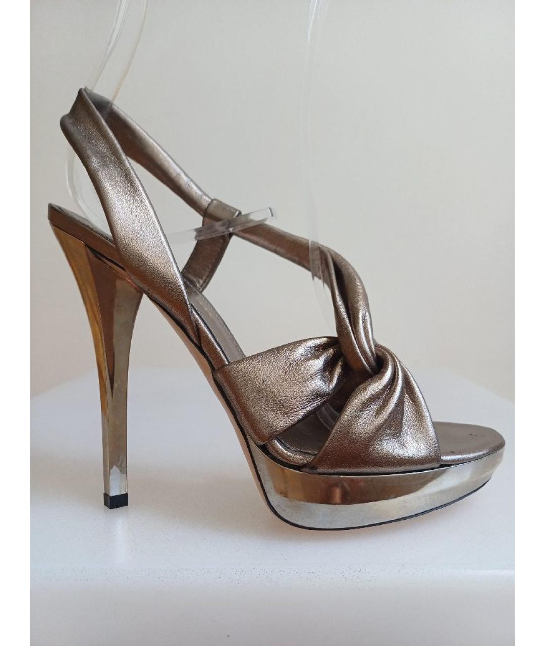 GIANVITO ROSSI Серебряные кожаные босоножки, фото 3