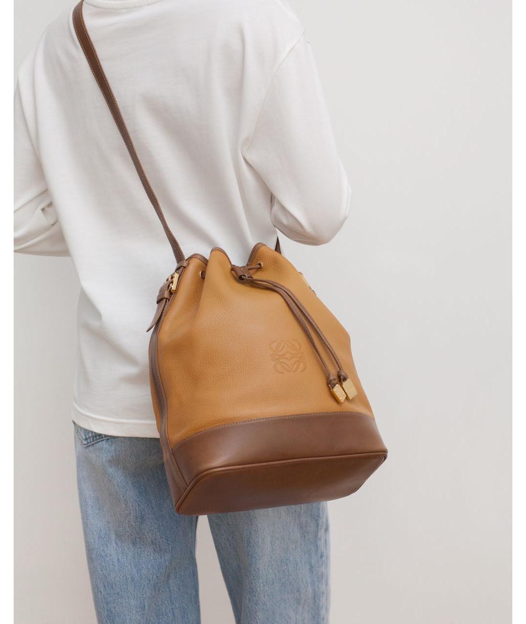 LOEWE Коричневая кожаная сумка через плечо, фото 4
