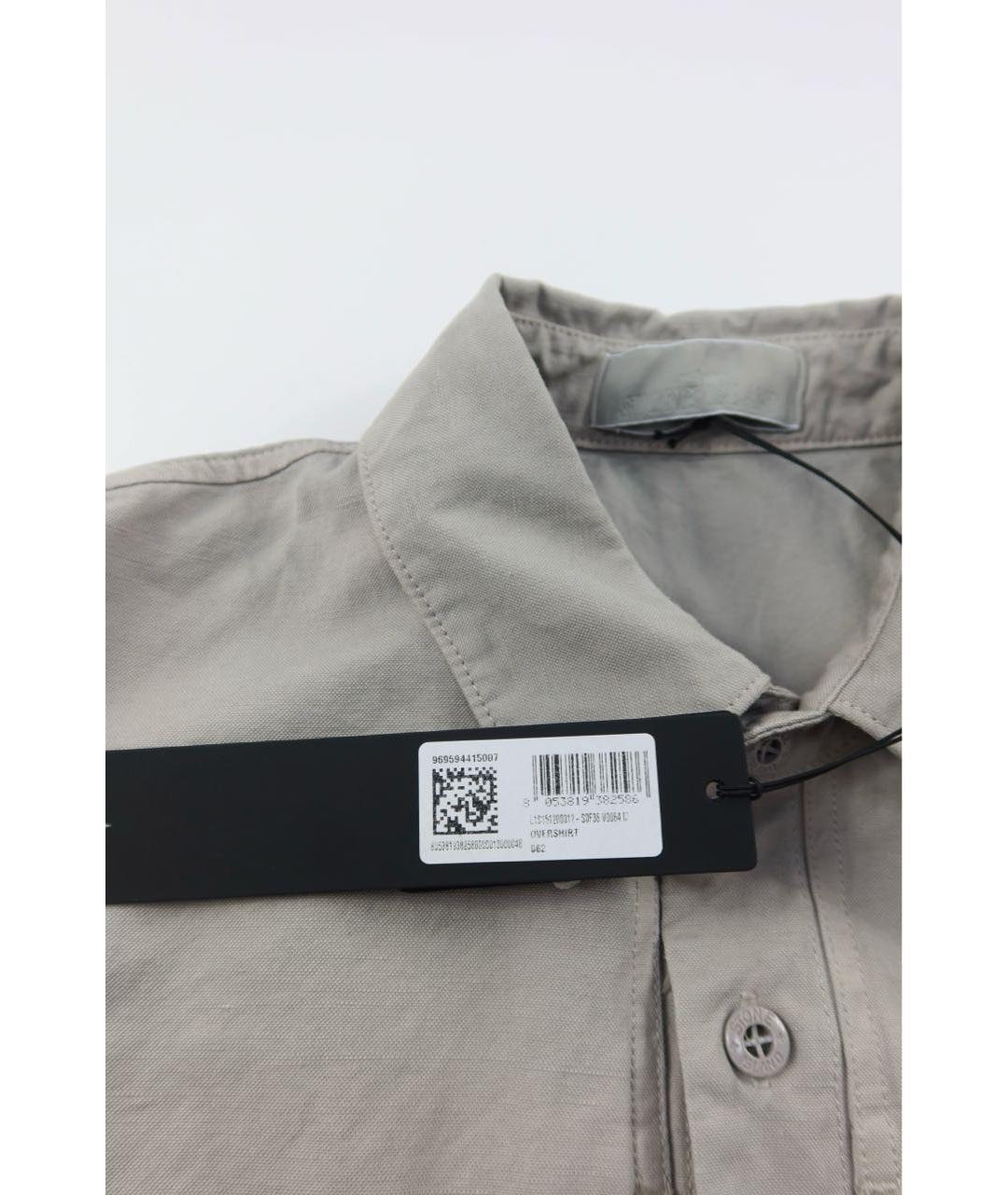 STONE ISLAND Серая льняная кэжуал рубашка, фото 6