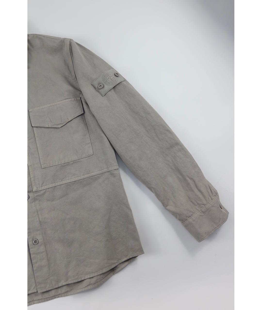 STONE ISLAND Серая льняная кэжуал рубашка, фото 2