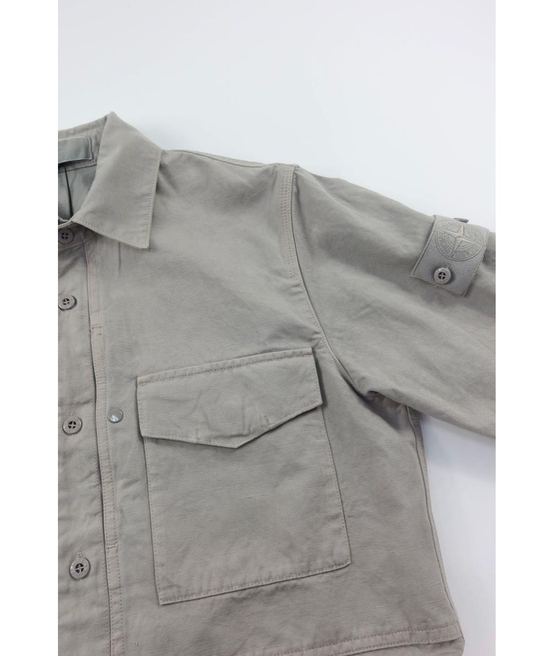 STONE ISLAND Серая льняная кэжуал рубашка, фото 4