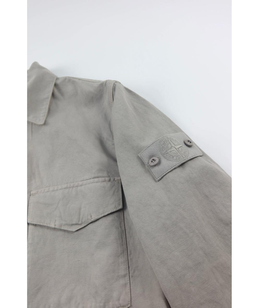 STONE ISLAND Серая льняная кэжуал рубашка, фото 3