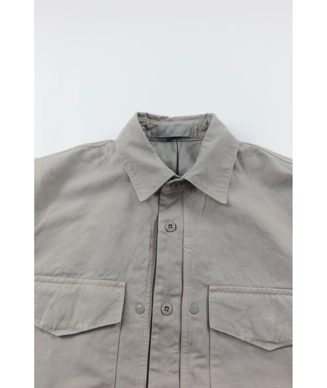 STONE ISLAND Серая льняная кэжуал рубашка, фото 5
