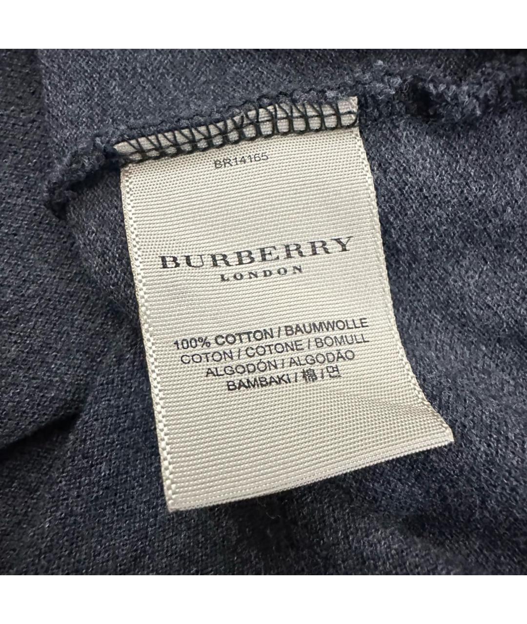 BURBERRY Антрацитовое хлопковое поло с коротким рукавом, фото 7