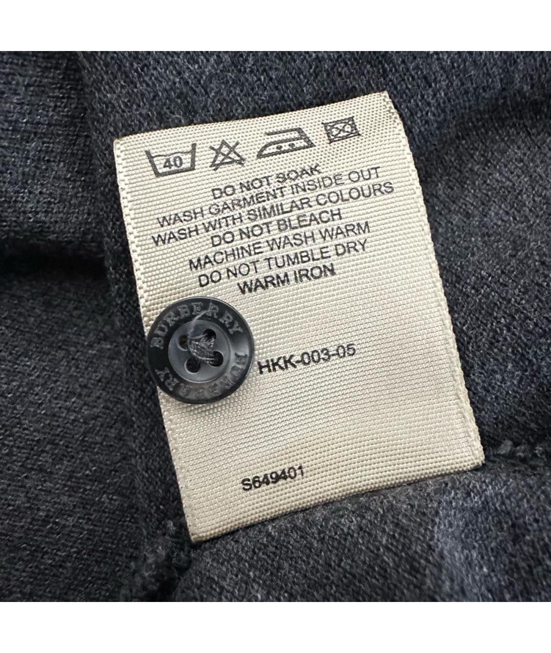 BURBERRY Антрацитовое хлопковое поло с коротким рукавом, фото 8