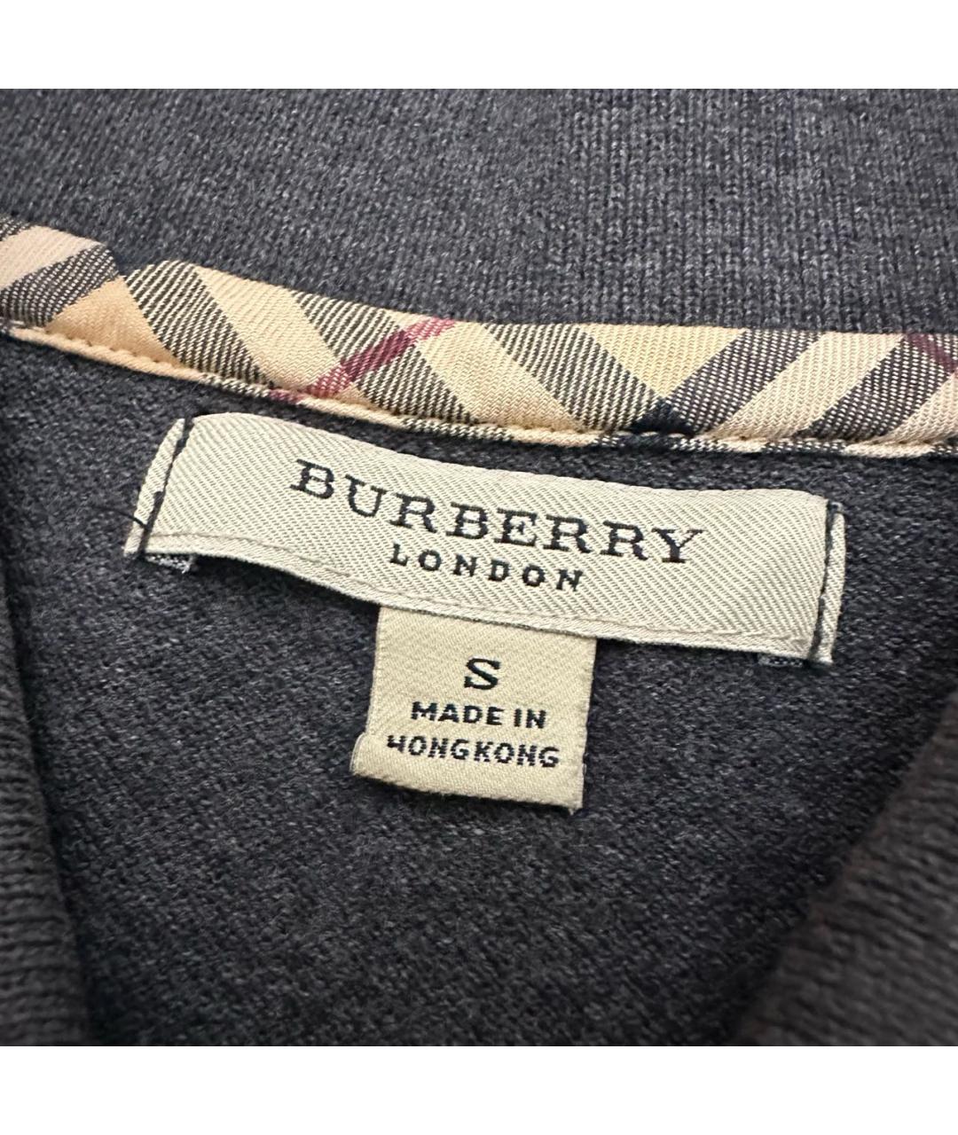 BURBERRY Антрацитовое хлопковое поло с коротким рукавом, фото 6