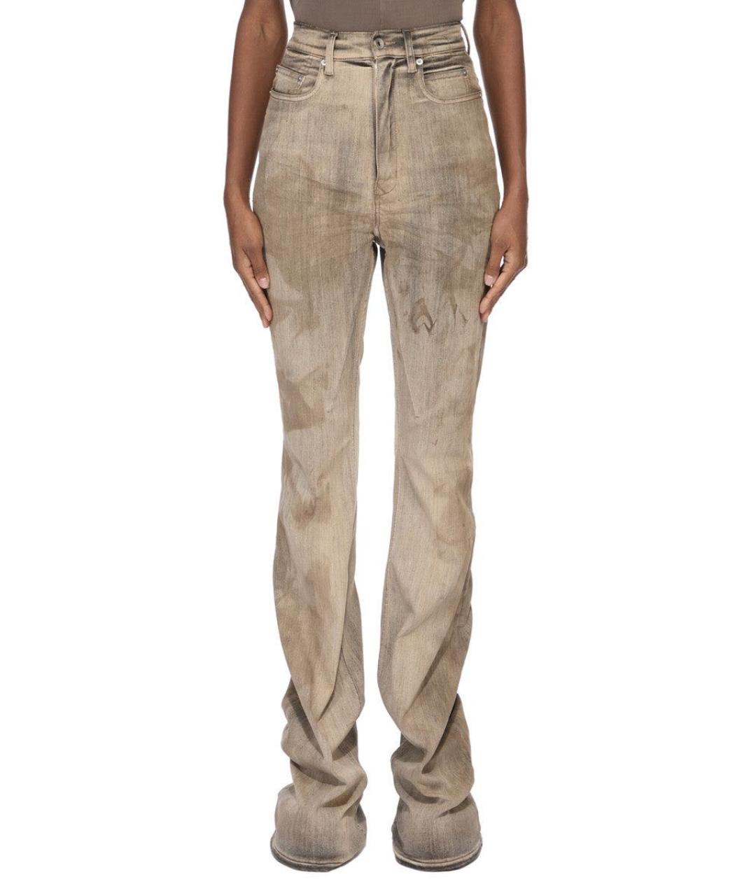 RICK OWENS DRKSHDW Бежевые хлопко-эластановые джинсы клеш, фото 1