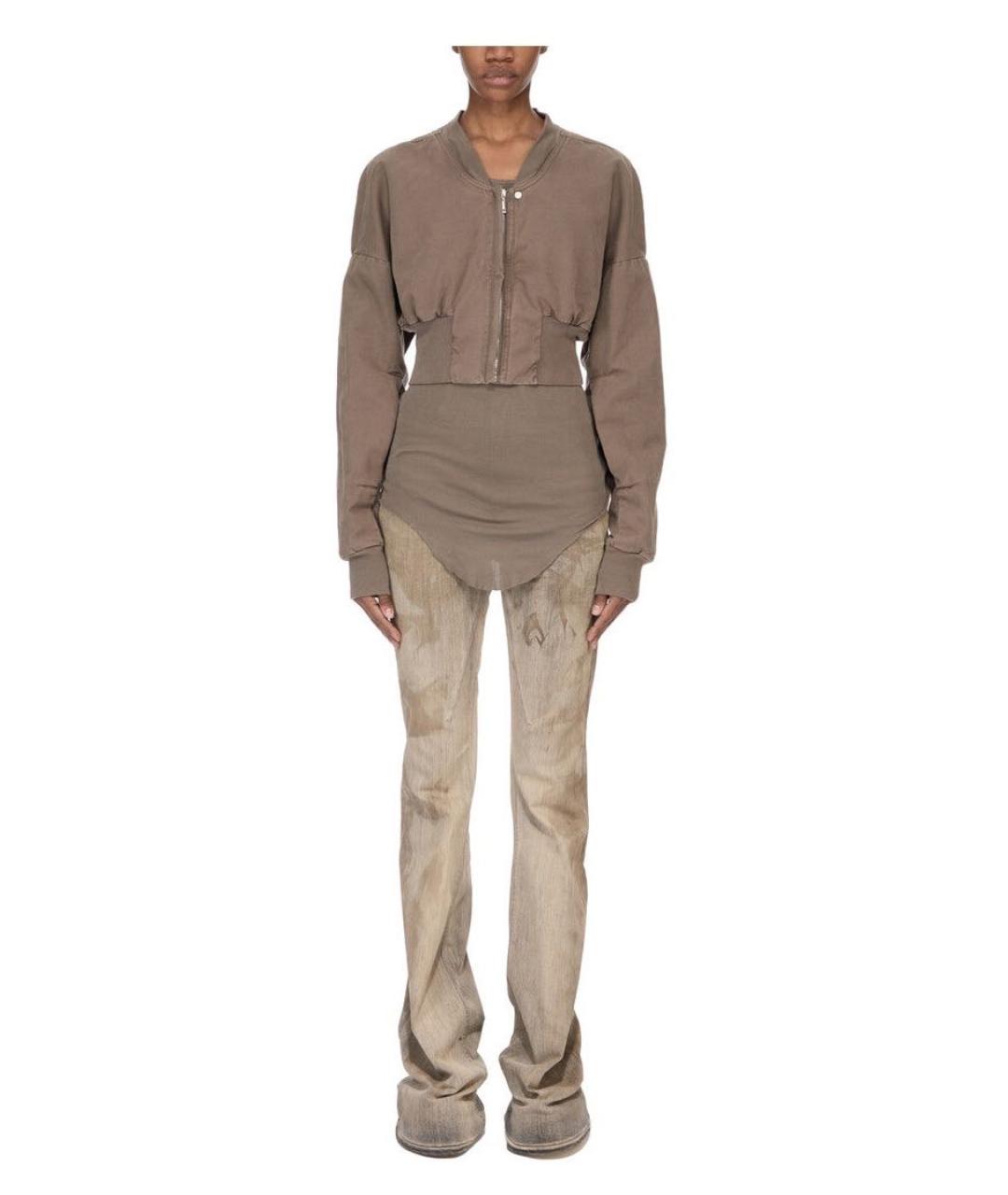 RICK OWENS DRKSHDW Бежевые хлопко-эластановые джинсы клеш, фото 4
