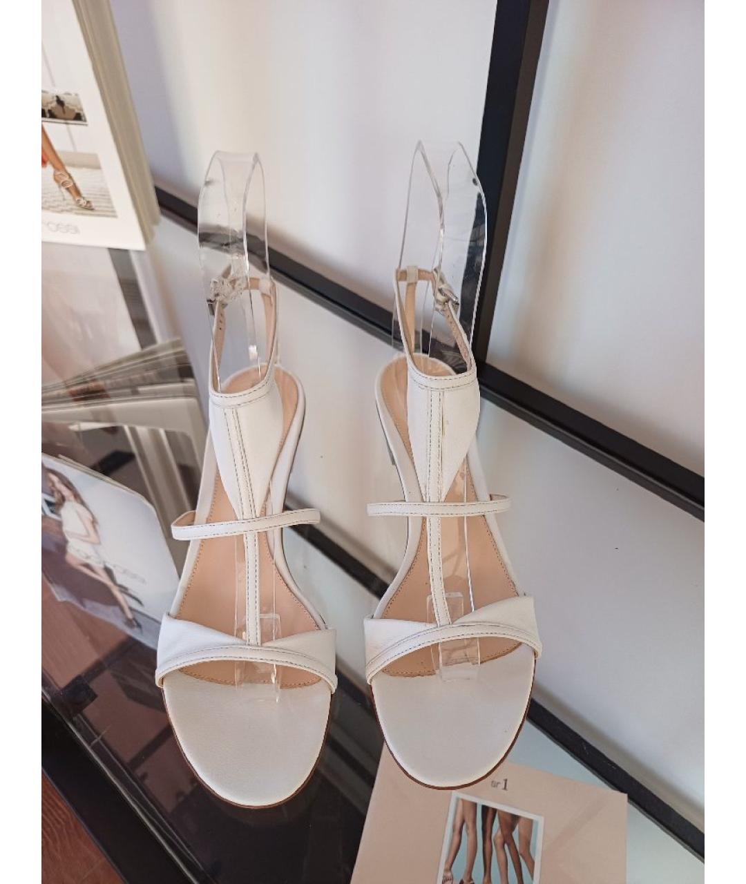 GIANVITO ROSSI Белые кожаные босоножки, фото 7