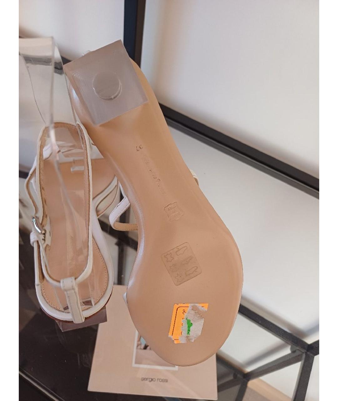 GIANVITO ROSSI Белые кожаные босоножки, фото 9