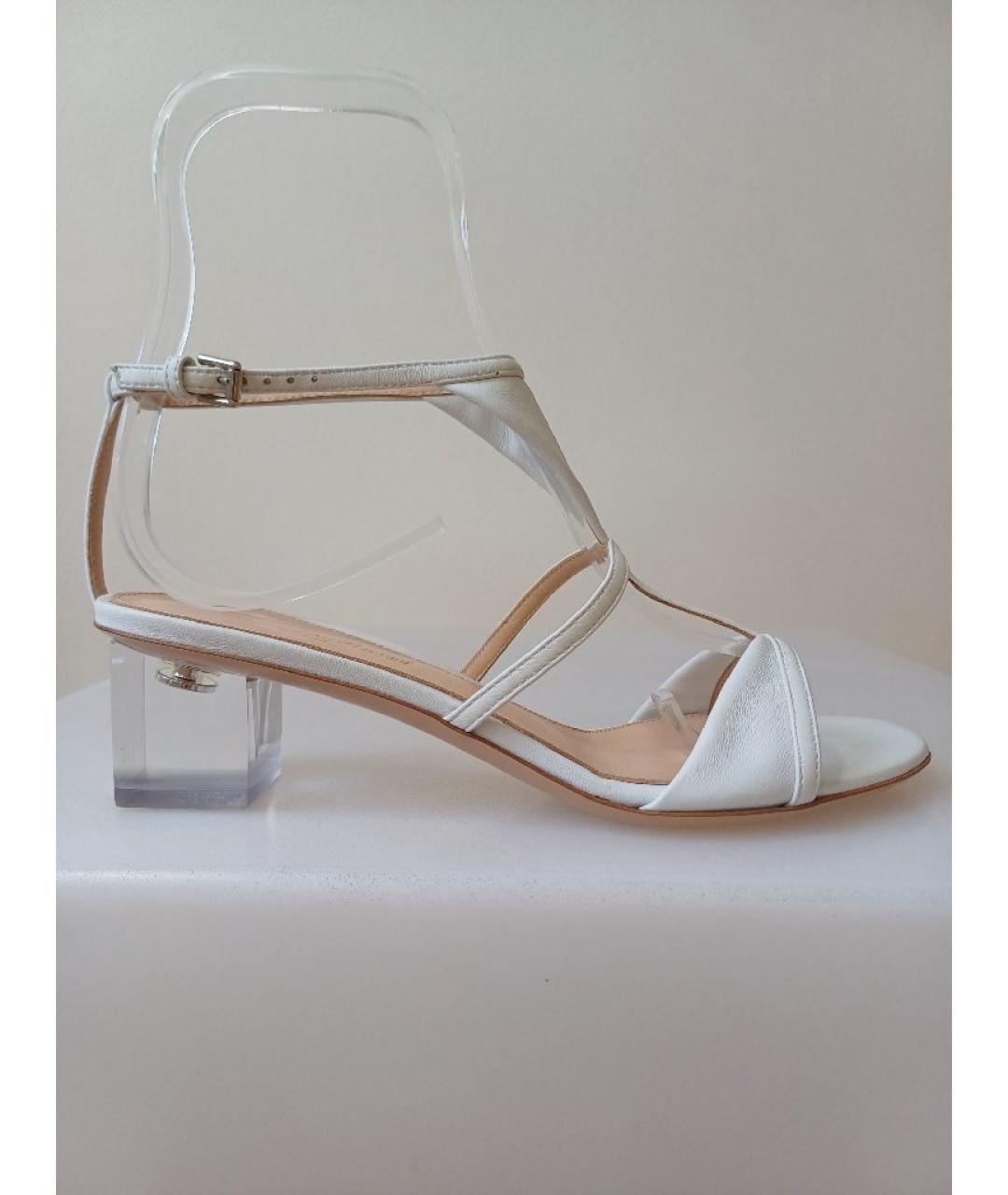 GIANVITO ROSSI Белые кожаные босоножки, фото 10
