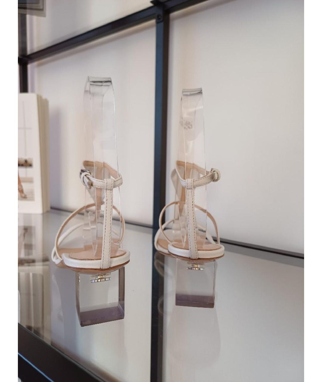 GIANVITO ROSSI Белые кожаные босоножки, фото 8