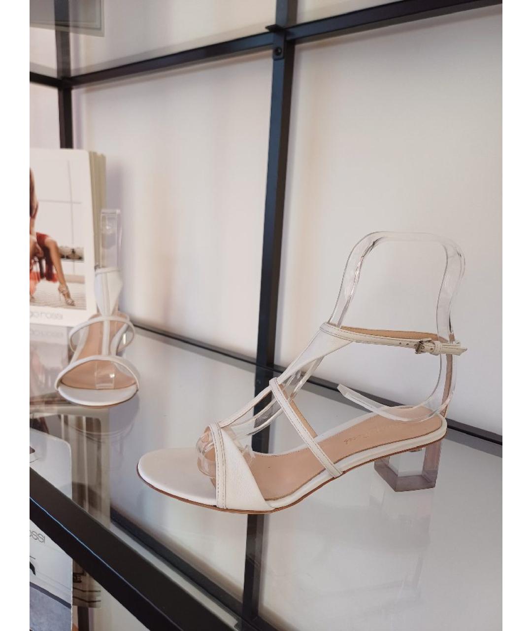GIANVITO ROSSI Белые кожаные босоножки, фото 4