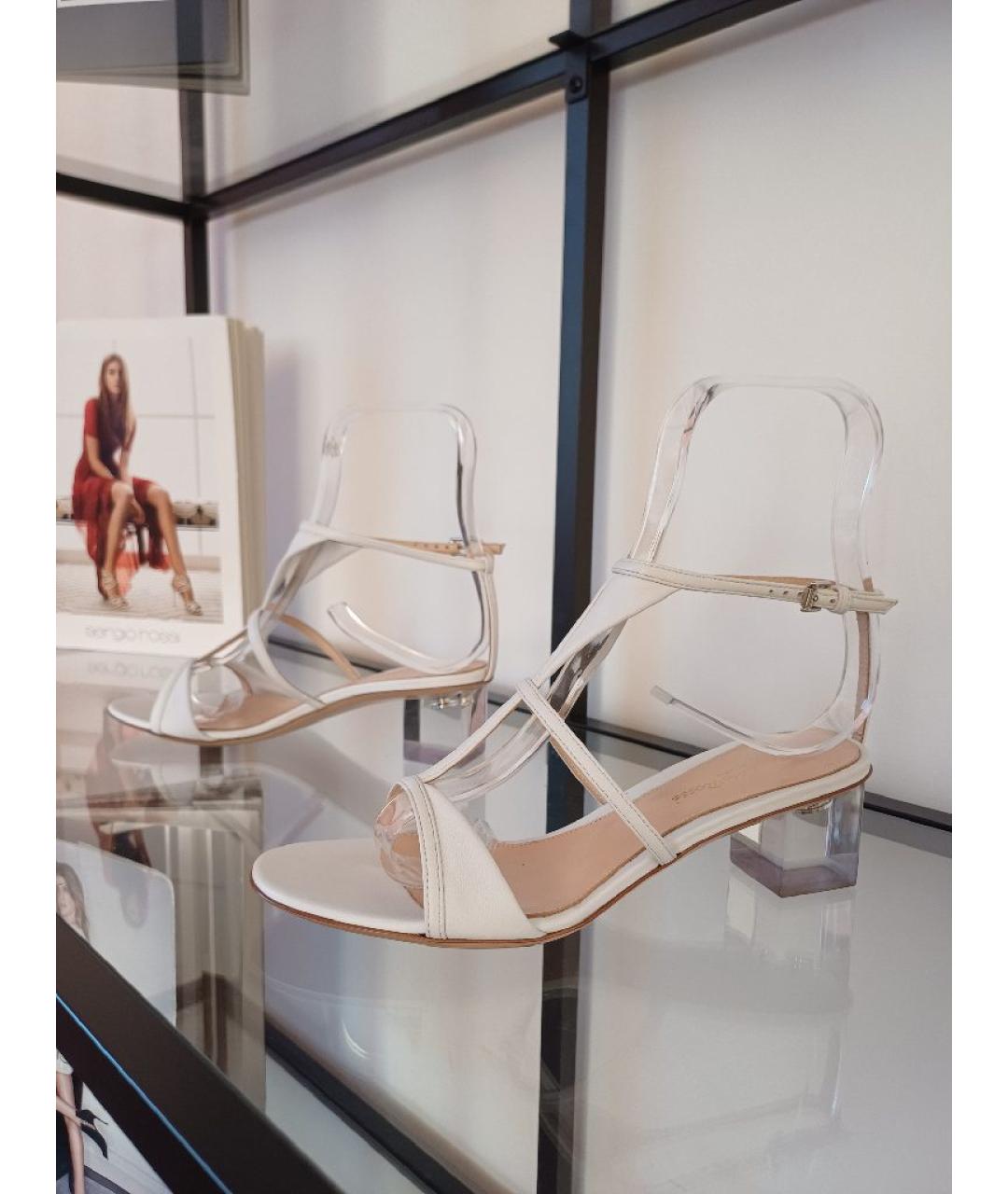 GIANVITO ROSSI Белые кожаные босоножки, фото 3